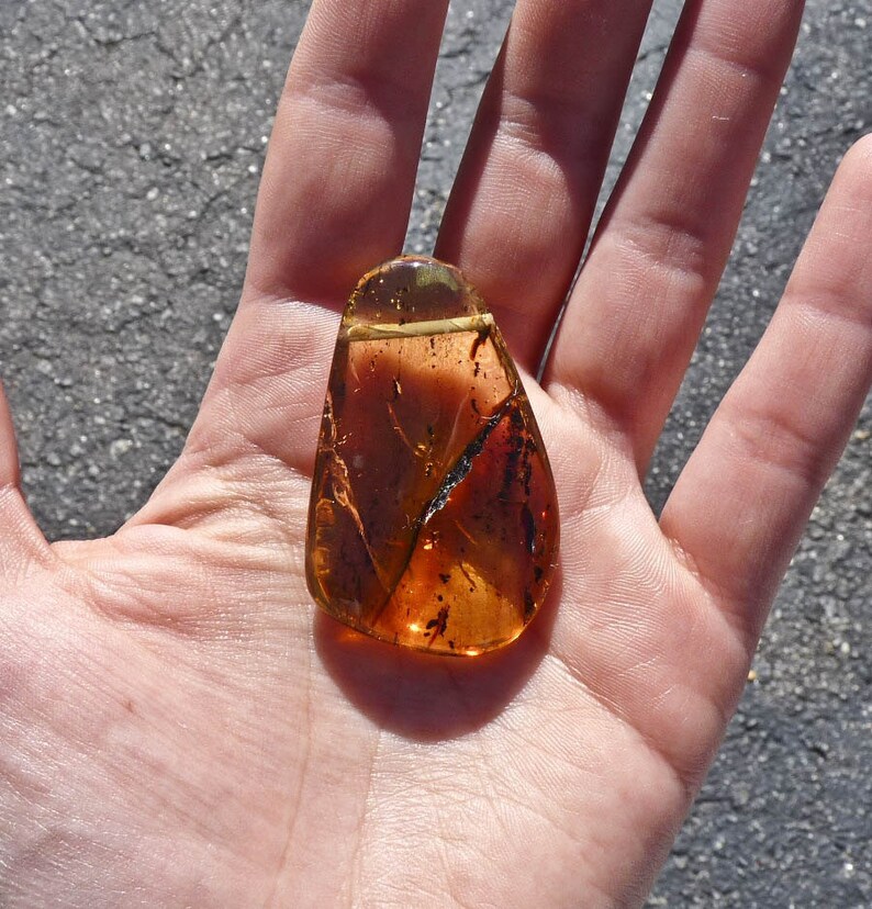 Natural Amber Stone For Amber Jewelry Making 31932 5cm Polished AMBER Pendant with Orange Yellow Amber from Chiapas Mexico
