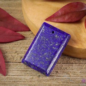 Colgante de cristal de lapislázuli - Cuenta plana de piedra azul tallada auténtica, para la fabricación de joyas, E1594