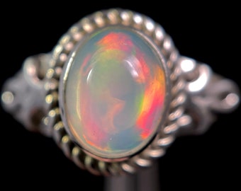 OPAL RING - Sterling Silver, Size 9.5 - Ethiopian Opal Rings for Women, Bridal Jewelry, Welo Opal, 49170