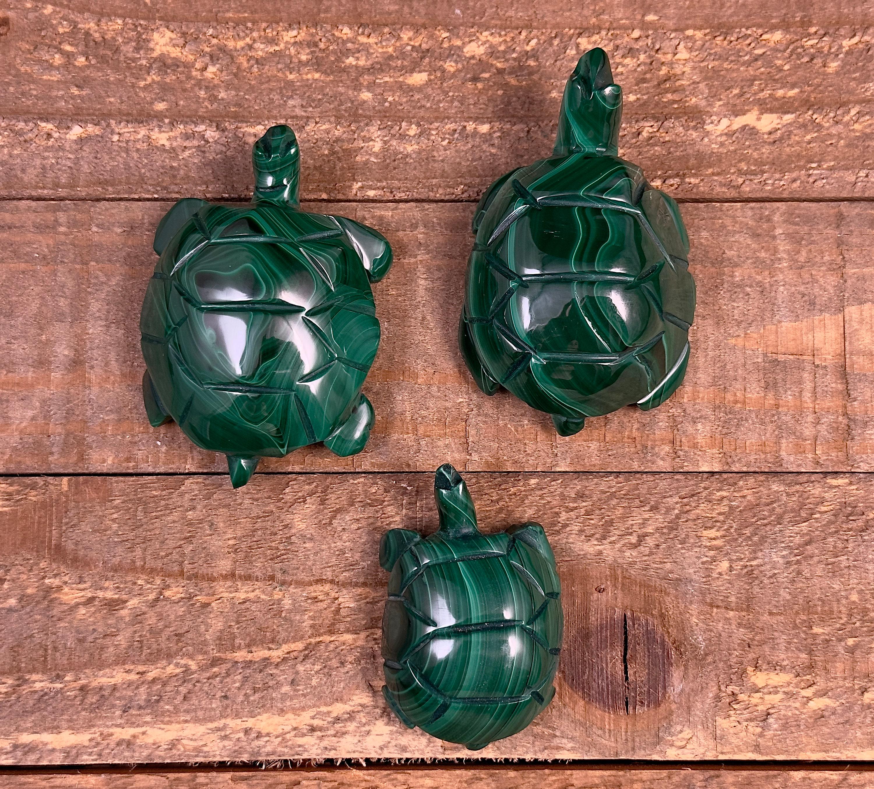Familia de tortugas de cristal de MALAQUITA: tallado de cristal, regalo de inauguración de la casa, decoración del hogar, cristales y piedras curativas, 53122