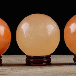 Orange SELENITE Crystal Sphere - Large - Crystal Ball, Housewarming Gift, Home Decor, E1128