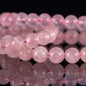 ROSE QUARTZ Crystal Bracelet - Round Beads - Beaded Bracelet, Birthstone Bracelet, Handmade Jewelry, Healing Crystal Bracelet, E0601