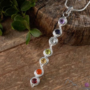 CHAKRA Crystal Pendant - Silver Pendant, Fine Jewelry, Chakra Necklace for Women, E1113