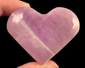 KUNZITE Heart Carving - Polished Crystal Decor, Genuine Rocks + Minerals For Stone Collections, 57047
