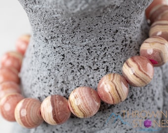 RHODOCHROSITE Crystal Bracelet, High Grade Banded Rhodochrosite Jewelry - Beaded Bracelet, Handmade Jewelry, Healing Crystal Bracelet, 38973
