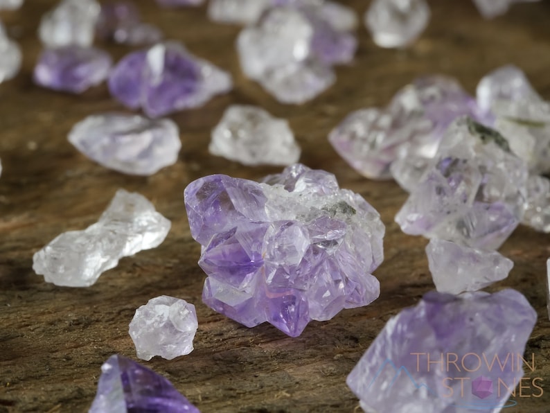 February Pisces birthstone micro tiny raw crystals gemstones chips for jewelry making, by Throwin Stones