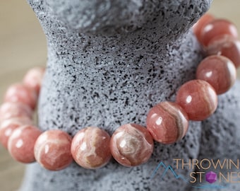 RHODOCHROSITE Crystal Bracelet, High Grade Banded Rhodochrosite Jewelry - Beaded Bracelet, Handmade Jewelry, Healing Crystal Bracelet, 38952
