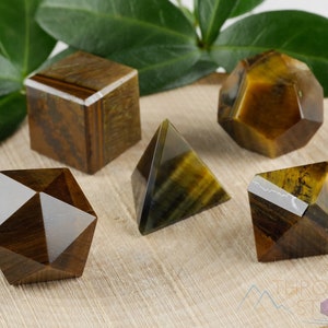 TIGERS EYE Crystal Platonic Solids - Sacred Geometry, Crystal Set, Metaphysical, Healing Crystals and Stones, E1063