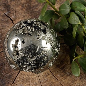 PYRITE Crystal Sphere - Crystal Ball, Housewarming Gift, Home Decor, E0999