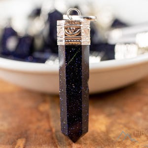 BLUE GOLDSTONE Crystal Pendant - Crystal Points, Pendulum, Handmade Jewelry, Healing Crystals and Stones, E1930