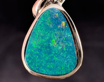 OPAL Pendant - Sterling Silver, Opal Doublet - Birthstone Jewelry, Opal Cabochon Necklace, Australian Opal, 54327