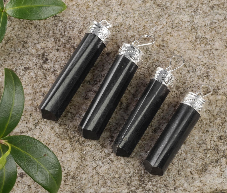 Crystal Point E0234 Silver Jewelry Making Black Tourmaline Necklace Black Tourmaline Pendant 1.5 Inch BLACK TOURMALINE Crystal Pendant