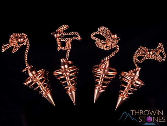 Spiral COPPER Pendulum  :  Stylish Metal Plated Divination Tool And Metaphysical Healer’s Device, E2055