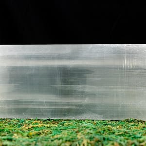 SELENITE Charging Plate  :  White Rectangle Raw Satin Spar Crystal Tray Natural Stone Gift,  E2100
