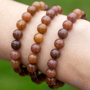 Brown AVENTURINE Crystal Bracelet - Round Beads - Beaded Bracelet, Handmade Jewelry, Healing Crystal Bracelet, E1987