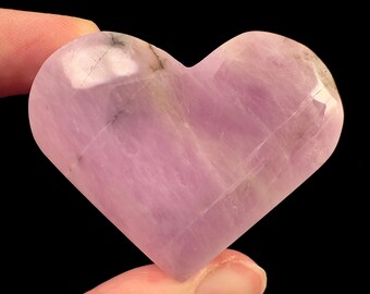 KUNZITE Heart Carving - Polished Crystal Decor, Genuine Rocks + Minerals For Stone Collections, 57048