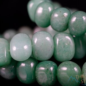These pale Green Aventurine crystal bracelets have tumbled beads strung on elastic for an endless bracelet.  
Crystals are nature-made therefore each one is unique in appearance.