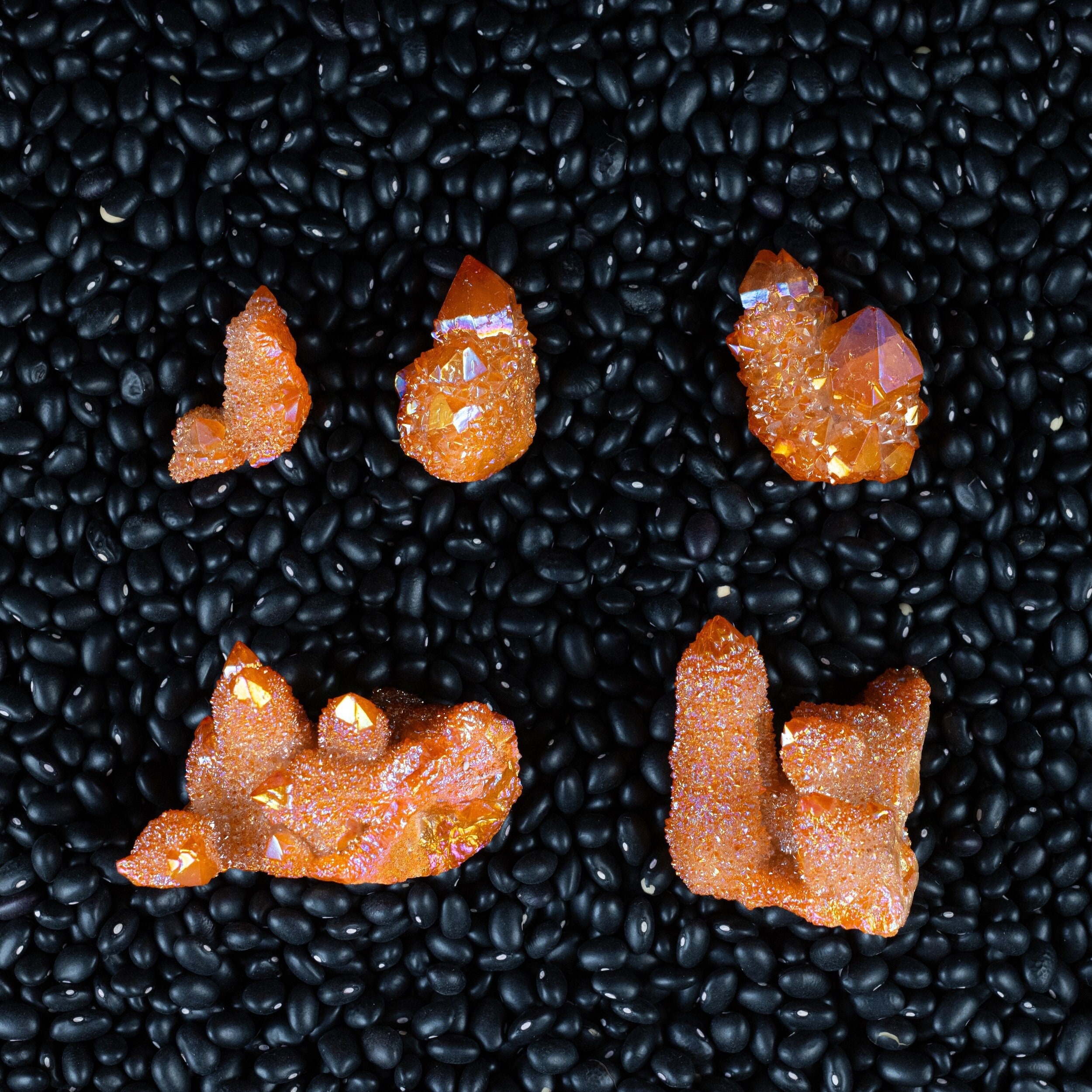 Orange TANGERINE AURA QUARTZ Crystal Cluster - Rainbow Quartz
