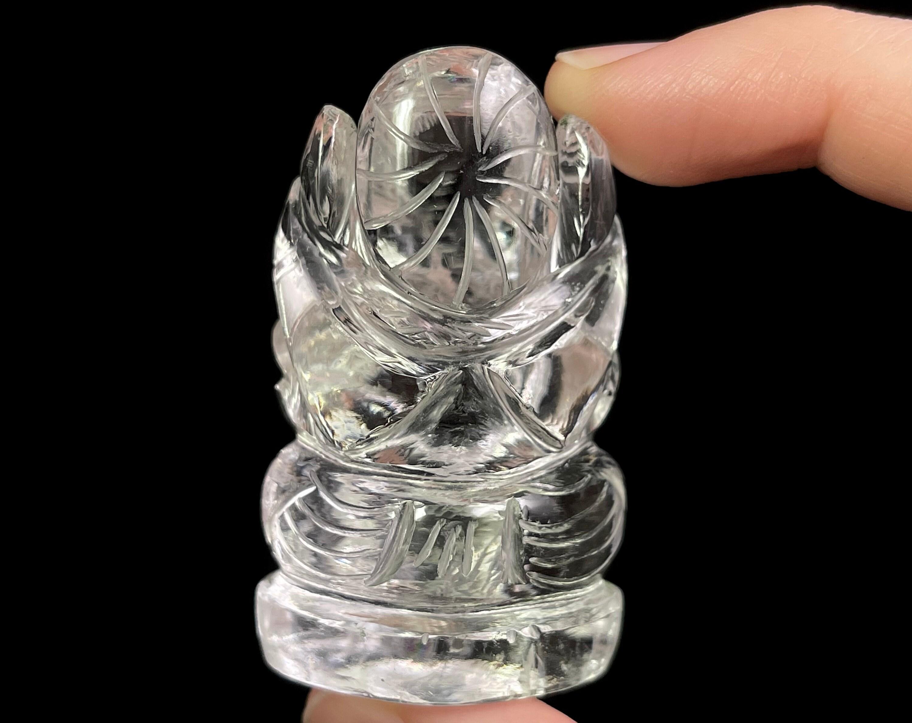 クリアヒマラヤクォーツクリスタルガネーシャ像：本物の石彫刻