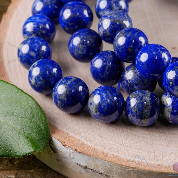 LAPIS LAZULI Crystal Bracelet  :  Bright Blue Round Bead Healing Stone Jewelry, Birthstone Gift, E0592