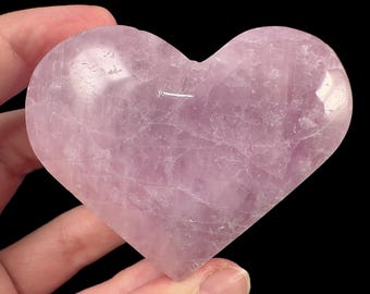KUNZITE Heart Carving - Polished Crystal Decor, Genuine Rocks + Minerals For Stone Collections, 57050