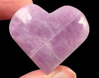 KUNZITE Heart Carving - Polished Crystal Decor, Genuine Rocks + Minerals For Stone Collections, 57052