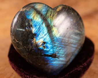 LABRADORITE Crystal Heart - Dark - Self Care, Mom Gift, Home Decor, Healing Crystals and Stones, E1845
