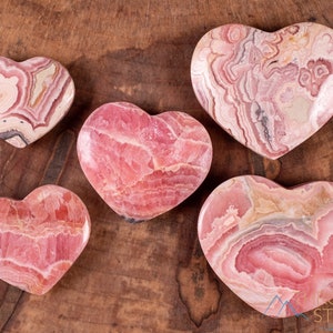 RHODOCHROSITE Crystal Heart - AA Grade Pattered - Self Care, Mom Gift, Home Decor, Healing Crystals and Stones, E1945