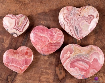 RHODOCHROSITE Crystal Heart - AA Grade Pattered - Self Care, Mom Gift, Home Decor, Healing Crystals and Stones, E1945