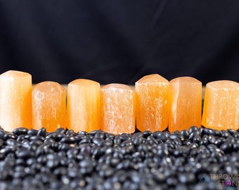 Orange SELENITE Tumbled Stones  :  .75-1.9 inch Pocket Rocks, Self Care, Healing Crystals and Stones, E2104