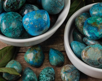 CHRYSOCOLLA Tumbled Stones - Tumbled Crystals, Self Care, Healing Crystals and Stones, E1455
