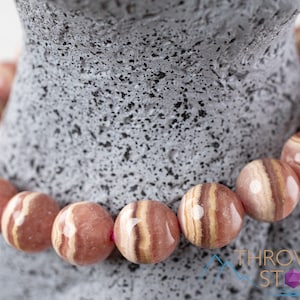RHODOCHROSITE Crystal Bracelet, High Grade Banded Rhodochrosite Jewelry - Beaded Bracelet, Handmade Jewelry, Healing Crystal Bracelet, 38979