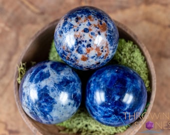 SODALITE Crystal Sphere  :  Natural Blue Carved Stone Ball For Home Decor, Rock Collections, E0162