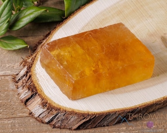 Cristal crudo de CALCITA naranja - Romboedro mediano - Metafísica, Decoración del hogar, Cristales y piedras crudos, E1461