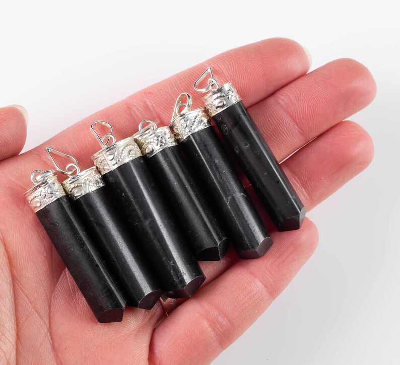 Crystal Point E0234 Silver Jewelry Making Black Tourmaline Necklace Black Tourmaline Pendant 1.5 Inch BLACK TOURMALINE Crystal Pendant