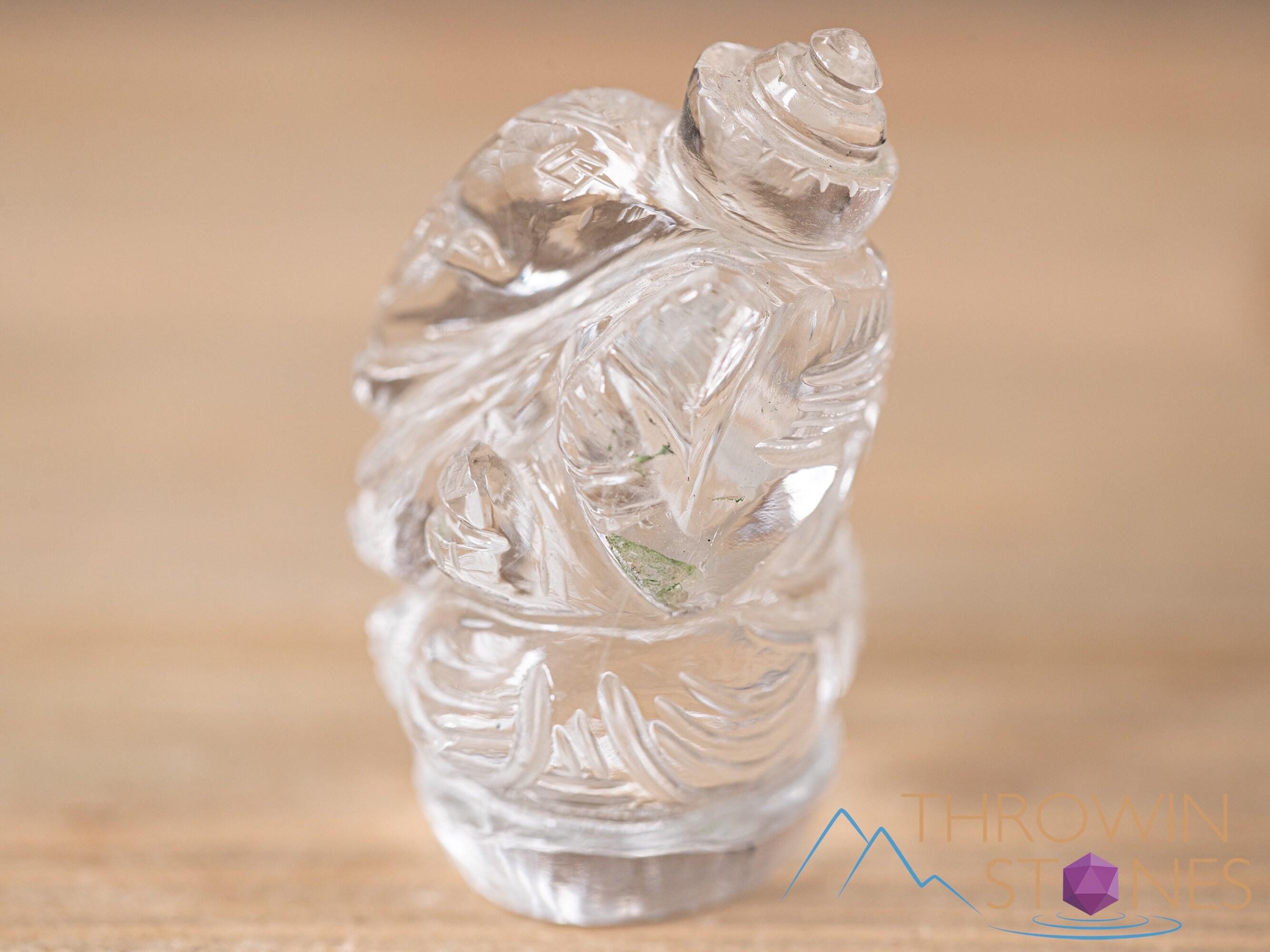 クリアヒマラヤクォーツクリスタルガネーシャ像：本物の石彫刻