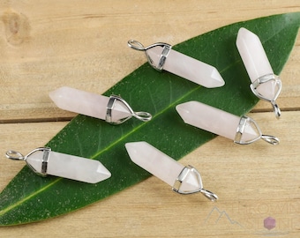 ROSE QUARTZ Crystal Pendant - Crystal Points, Birthstone, Handmade Jewelry, Healing Crystals and Stones, E1217