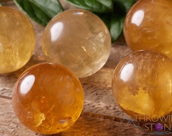 Yellow CALCITE Crystal Sphere - Natural Metaphysical Stone Ball Carving, Housewarming Gift, E0557