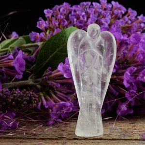 CLEAR QUARTZ Crystal Angel - Crystal Carving, Angel Figurines, Home Decor, Healing Crystals and Stones, E1182