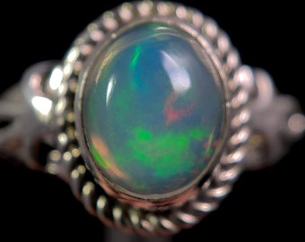 OPAL RING - Sterling Silver, Size 9.5 - Ethiopian Opal Rings for Women, Bridal Jewelry, Welo Opal, 49175