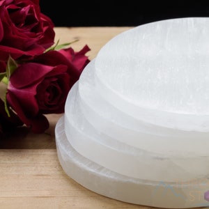 SELENITE Charging Plate - White, Disc, M - Selenite Plate, Selenite Slab, Crystal Charging Plate, E1283