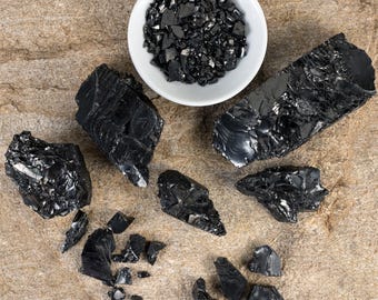 SHUNGITE Raw Crystal from Raquirite, Colombia - Home Decor, Protection, E2084