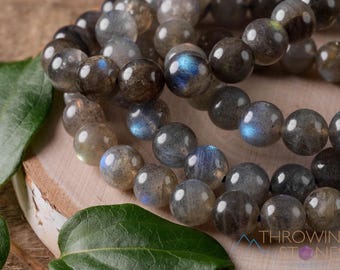 Pulseira de Cristal de Labradorita: Contas Redondas de 5 a 13 mm, Brilho de Gema Natural, Joias Artesanais com Pedras de Cura, E0610