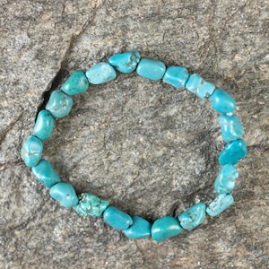 TURQUOISE Crystal Bracelet - Nugget Chip Beads - Beaded Bracelet, Handmade Jewelry, Healing Crystal Bracelet, E2185