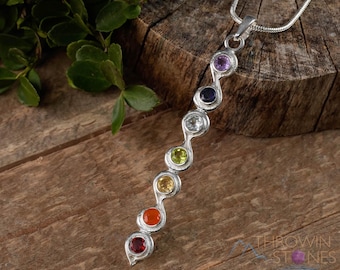 CHAKRA Kristallhänge - Silverhänge, Fina smycken, Chakrahalsband för kvinnor, E1113