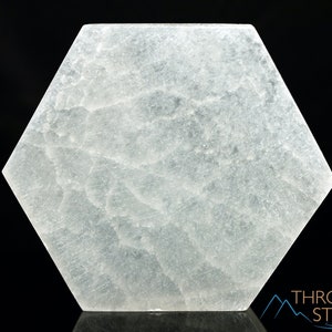 These are white Selenite crystal carved polished hexagon plates.
Crystals are nature-made therefore each one is unique in appearance.