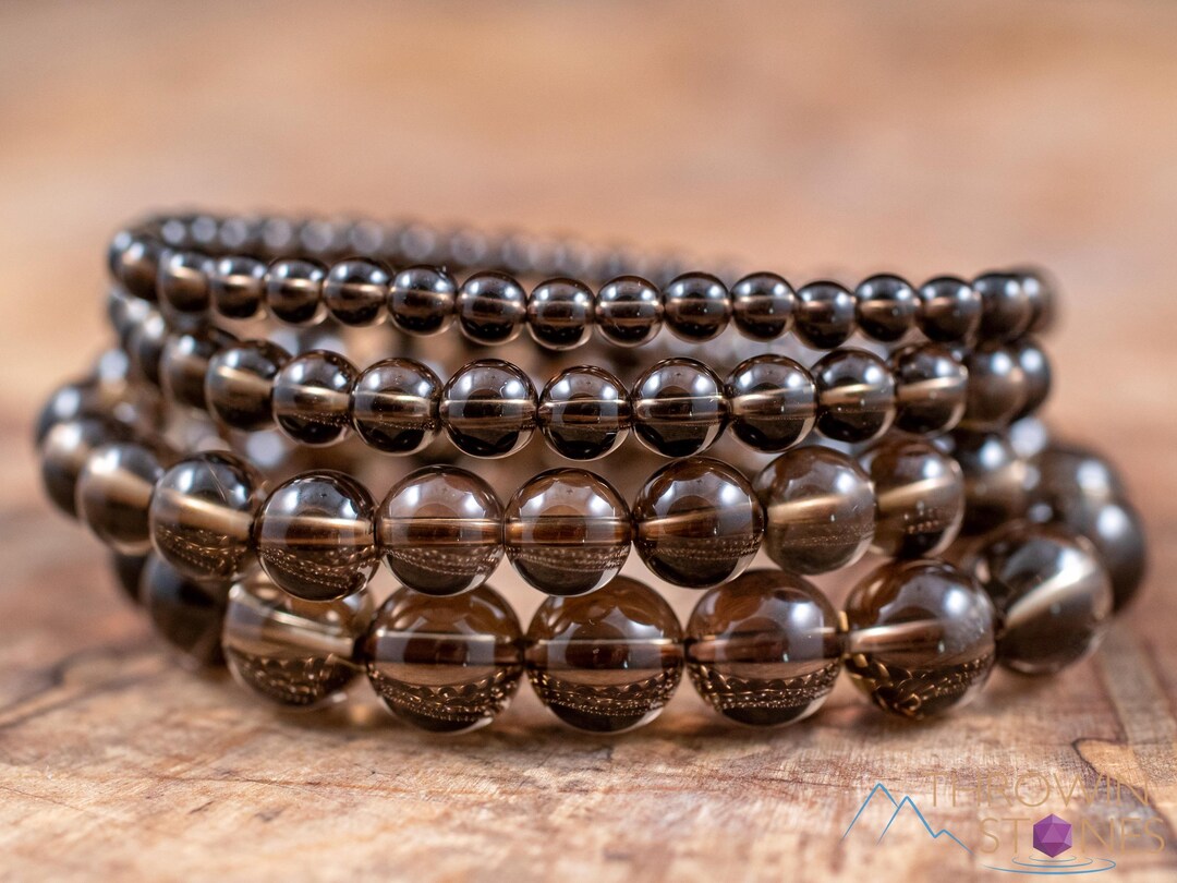 Buy SMOKY QUARTZ Crystal Bracelet Round Bead Handmade Jewelry, Healing  Crystals, Yoga Birthday Gift, E0612 Online in India