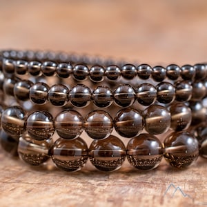 Pulsera de cristal SMOKY QUARTZ - Cuentas redondas - Pulsera con cuentas, Joyería hecha a mano, Pulsera de cristal curativo, E0612