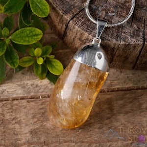 CITRINE Crystal Pendant - Tumbled Crystals, Birthstone, Handmade Jewelry, Healing Crystals and Stones, E0305