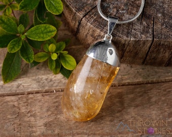 CITRINE Crystal Pendant - Tumbled Crystals, Birthstone, Handmade Jewelry, Healing Crystals and Stones, E0305